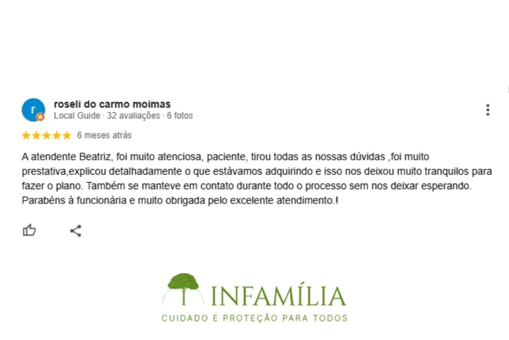 depoimento de cliente sobre o família com o plano funerário InFamília